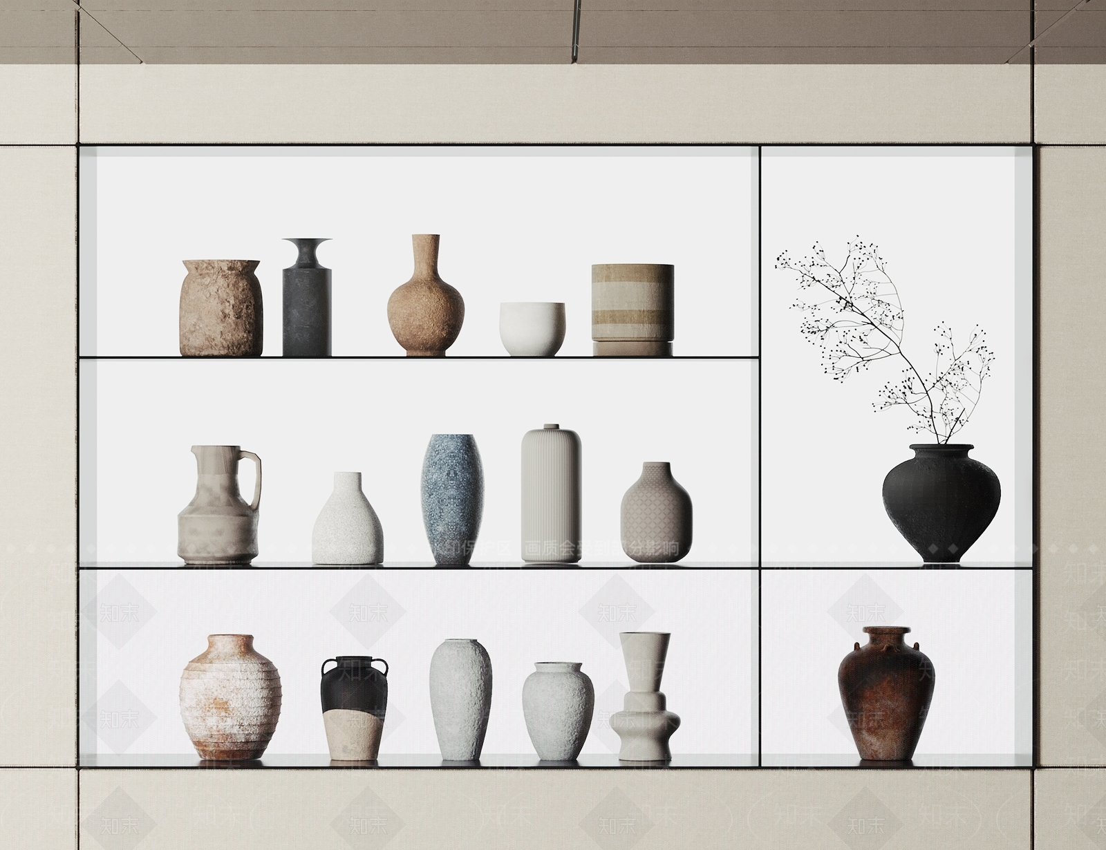 侘寂陶瓷器皿SU模型下载【ID:1155350898】