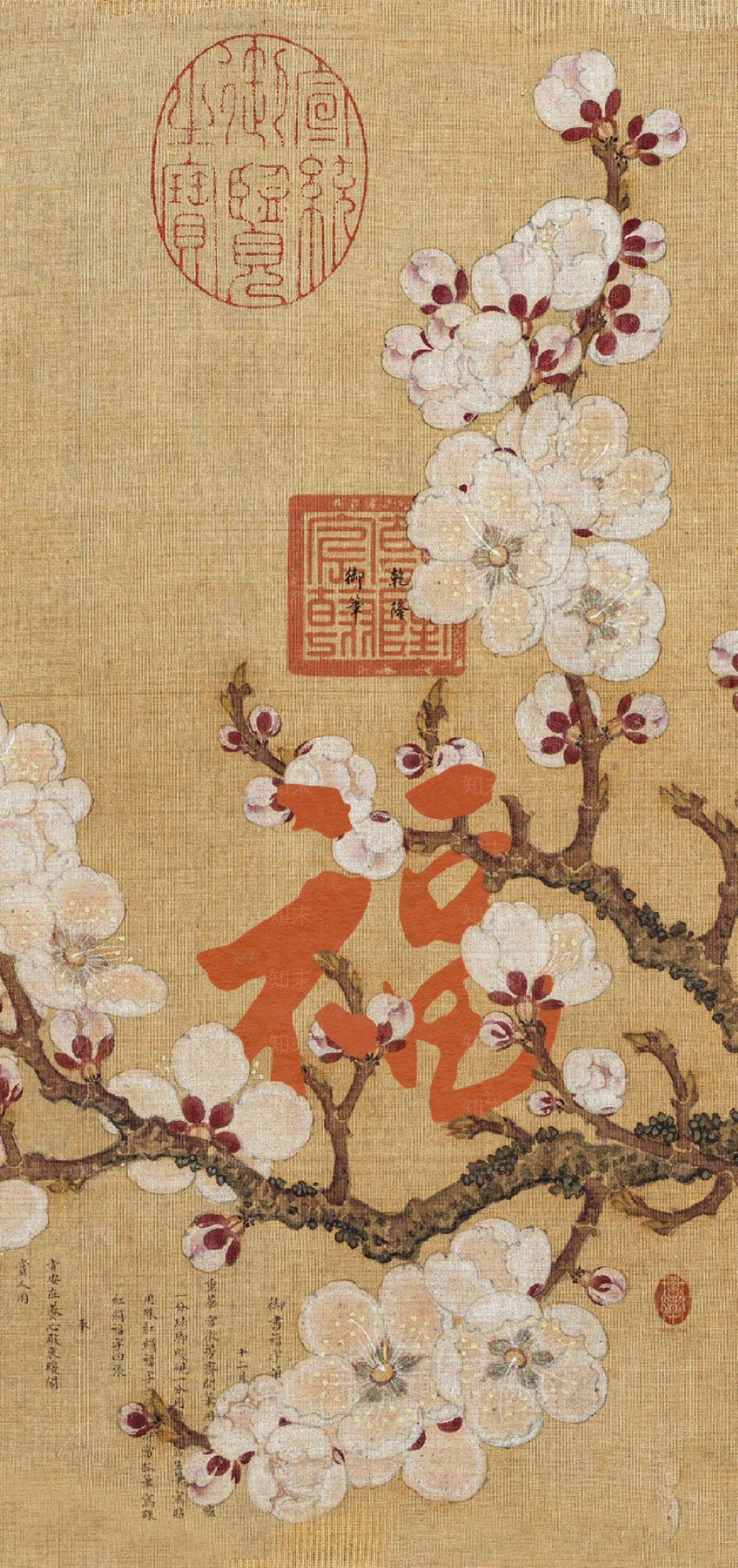 中式福字花鸟书法字画贴图下载【ID:1155345777】