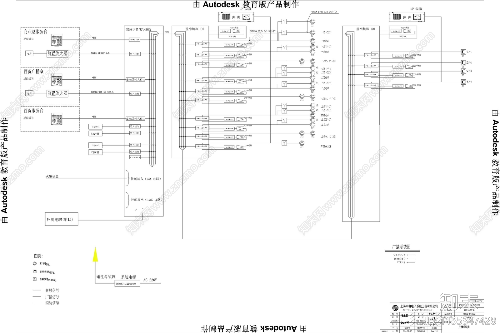 万达购物广场弱电智能化系统电气节点cad施工图下载【ID:1155347428】