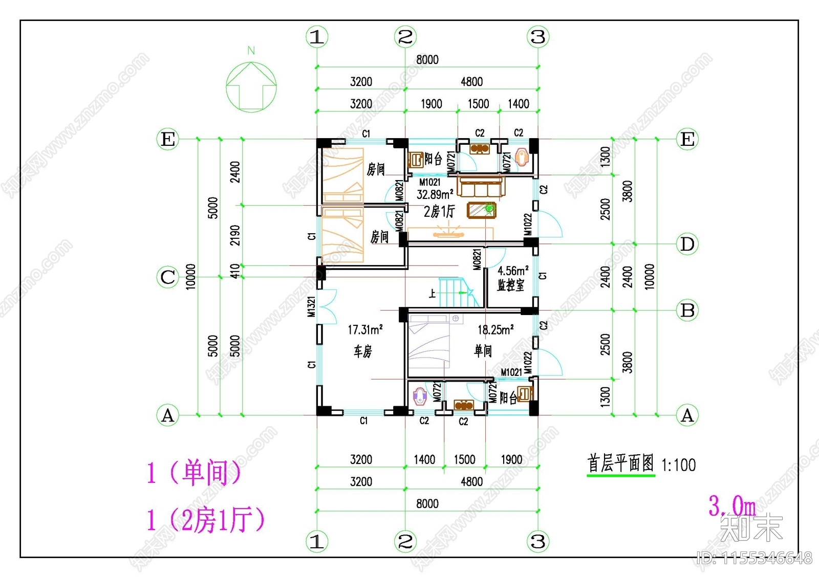 自建房室内平面图cad施工图下载【ID:1155346648】