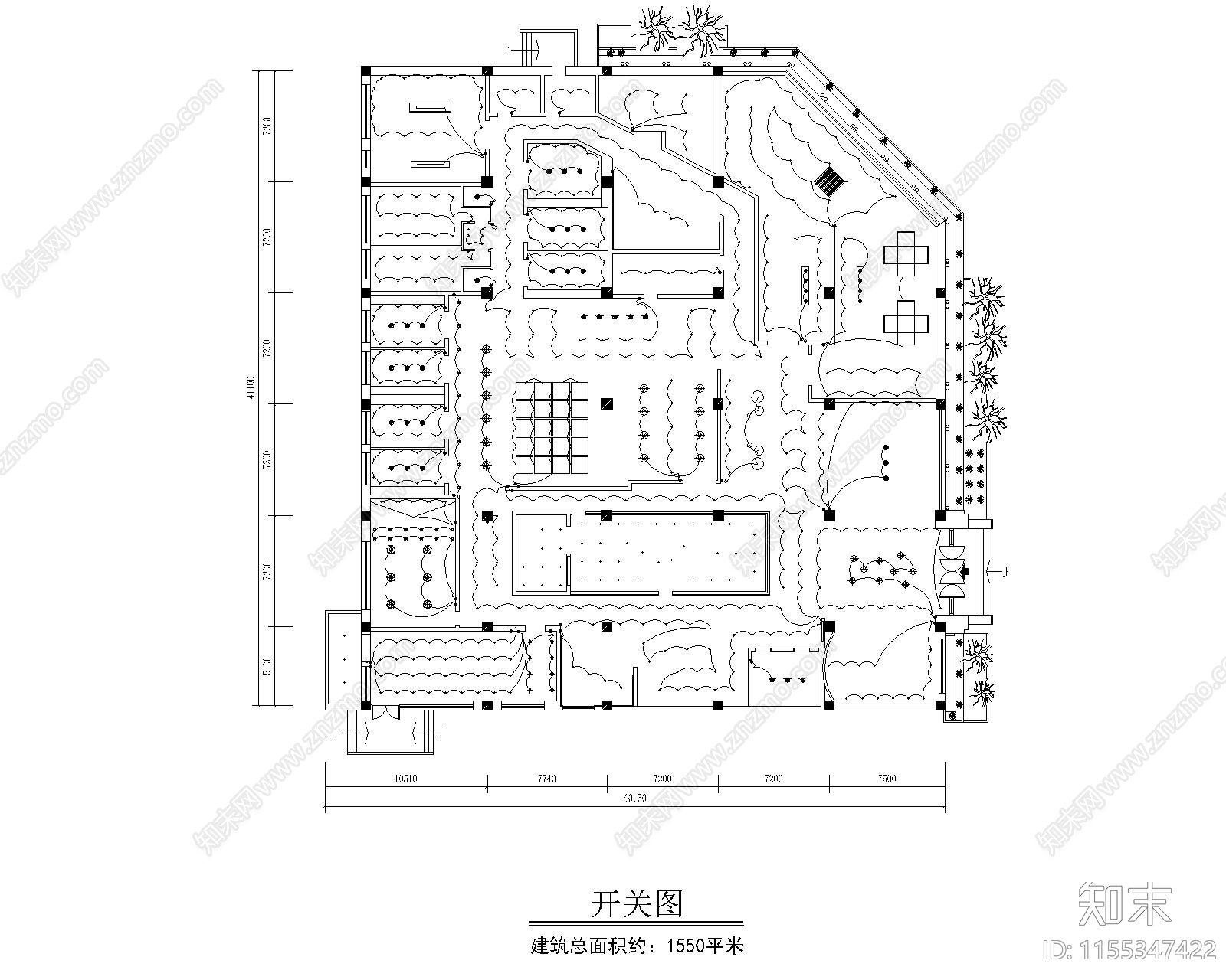 茶舍室内cad施工图下载【ID:1155347422】