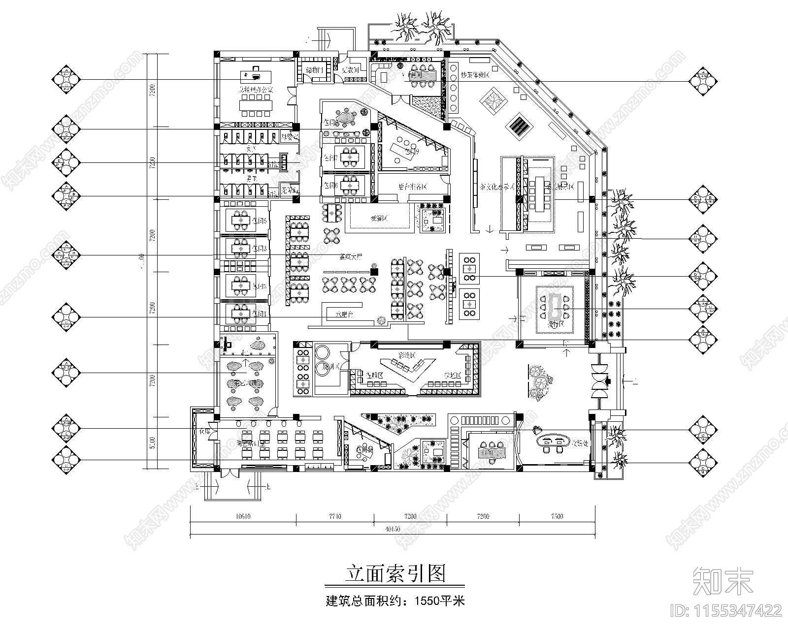 茶舍室内cad施工图下载【ID:1155347422】