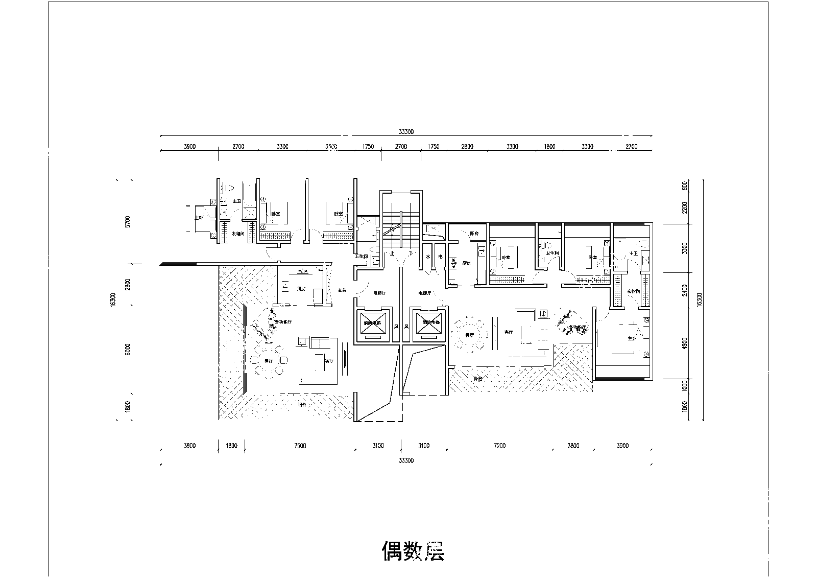 第四代住宅室内平面图施工图下载【ID:1155347695】