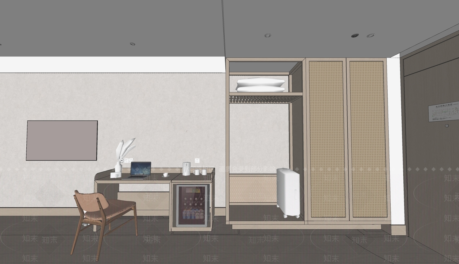 现代酒店客房SU模型下载【ID:1155347743】