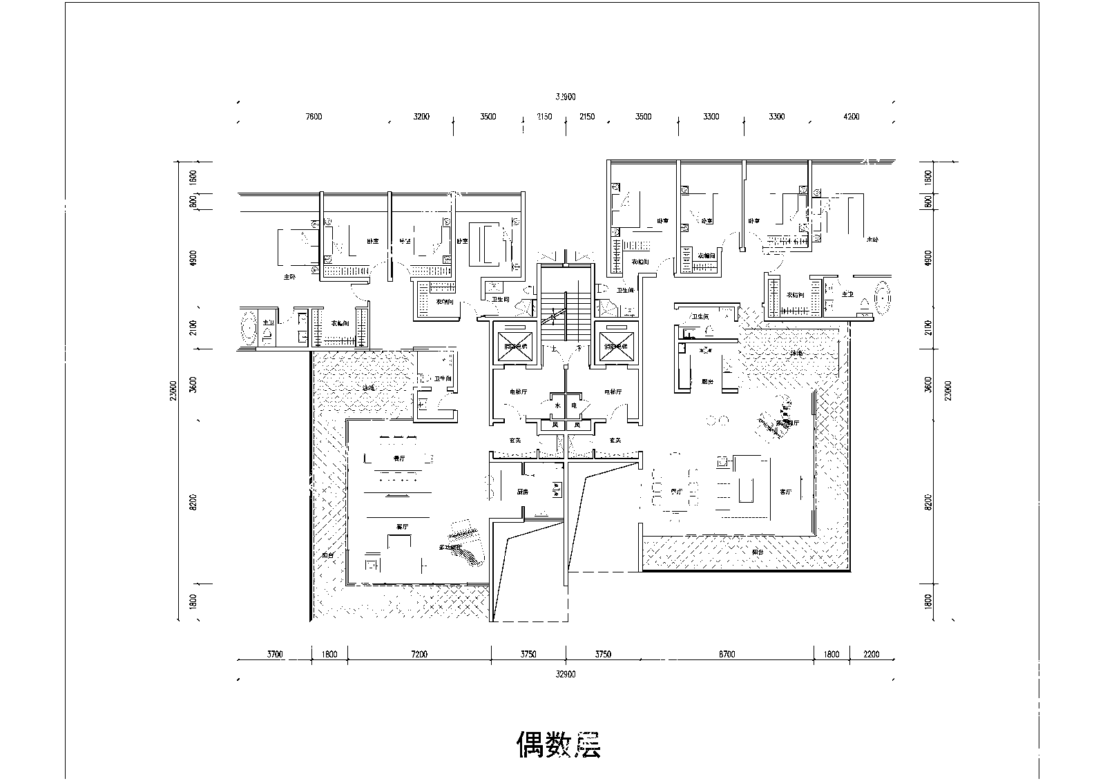 第四代住宅室内平面图施工图下载【ID:1155348266】