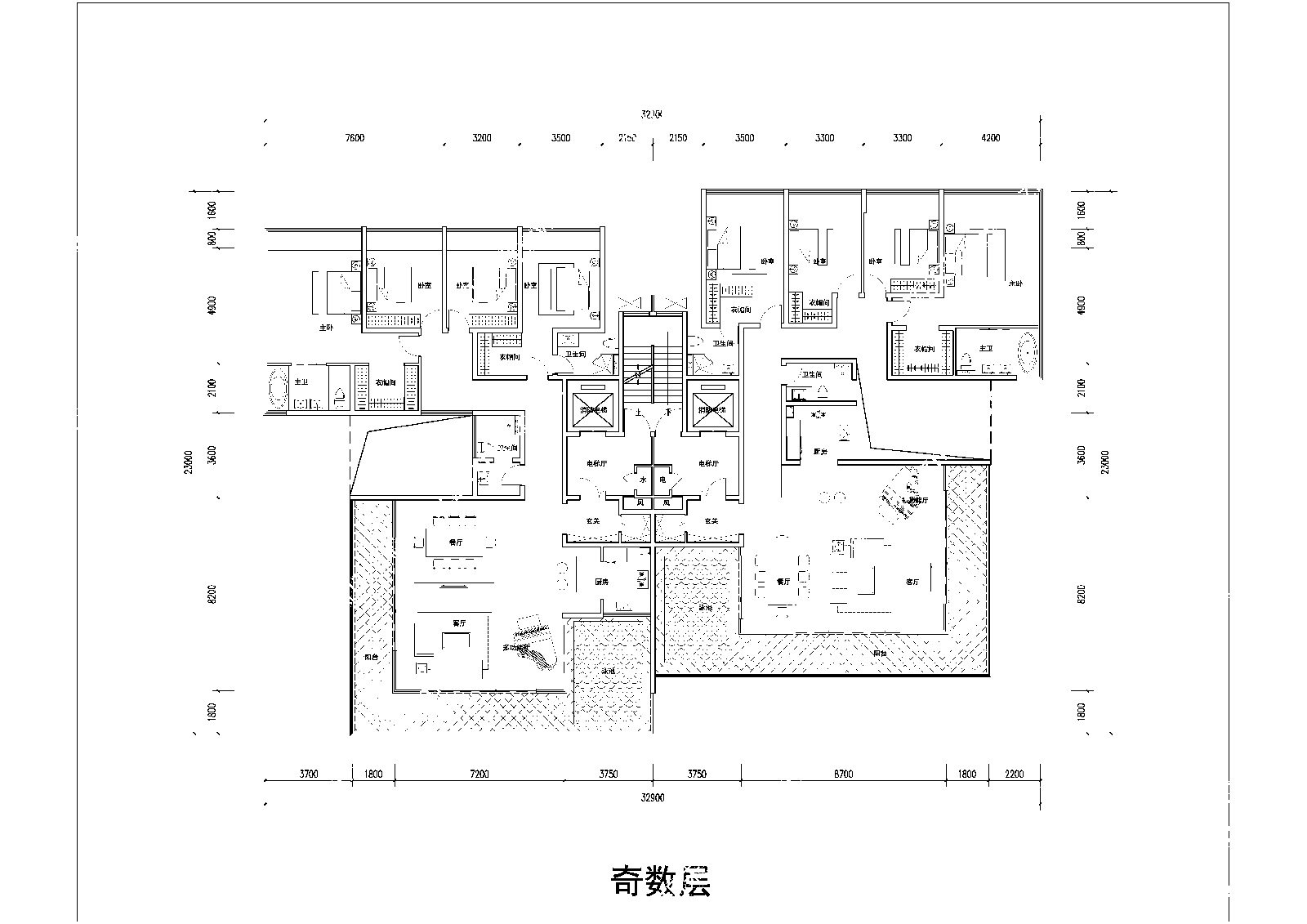 第四代住宅室内平面图施工图下载【ID:1155348266】