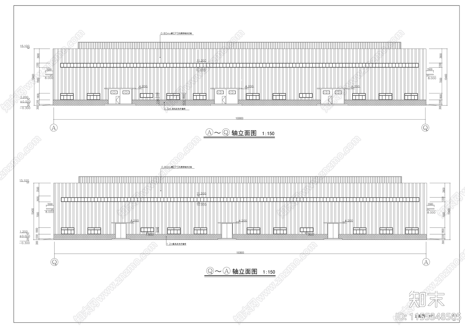 钢结构厂房建筑cad施工图下载【ID:1155348505】