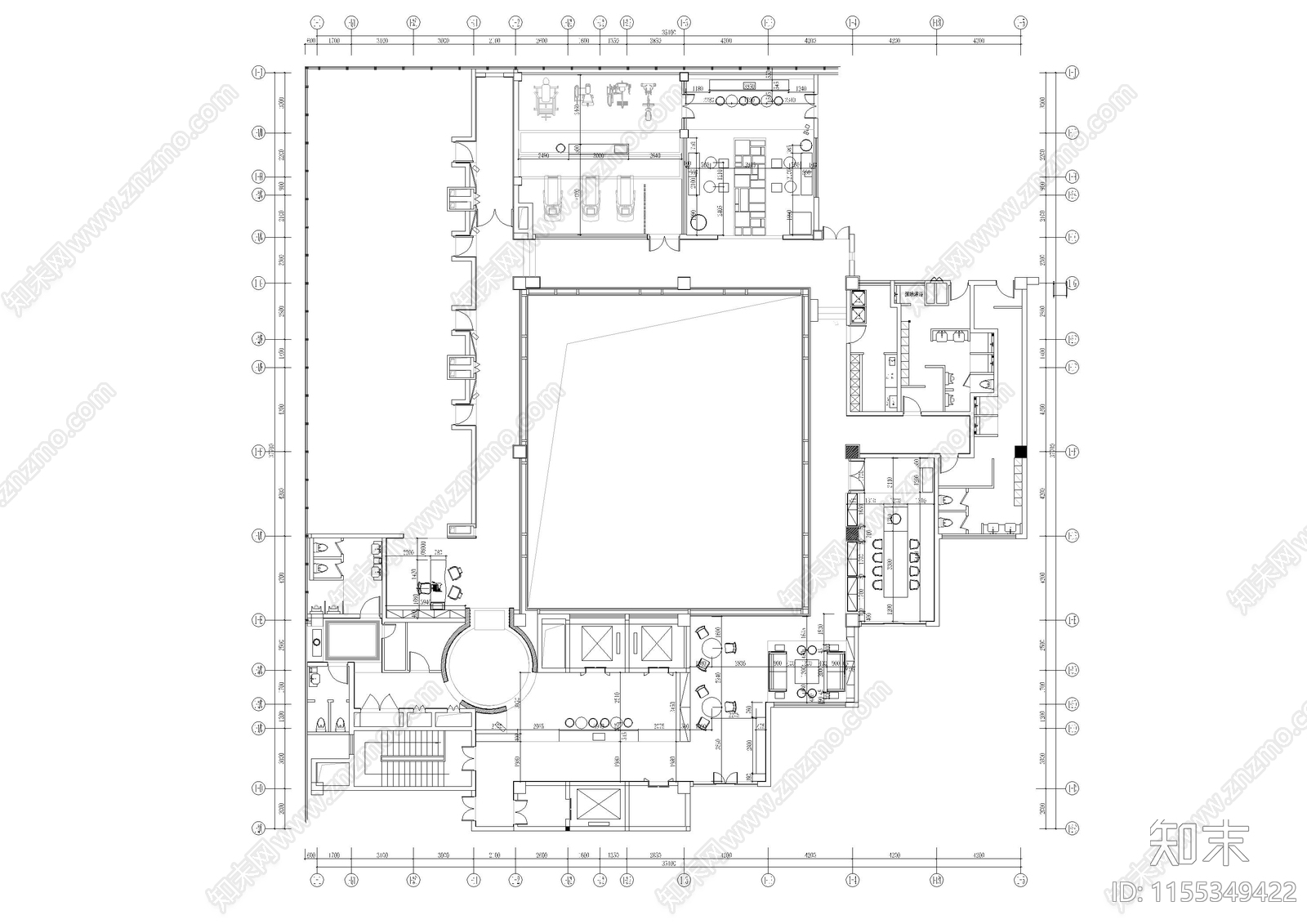 健身休闲室内cad施工图下载【ID:1155349422】