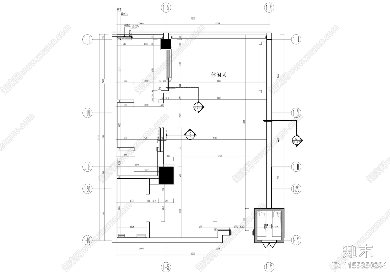 杭州民宿客房室内cad施工图下载【ID:1155350284】