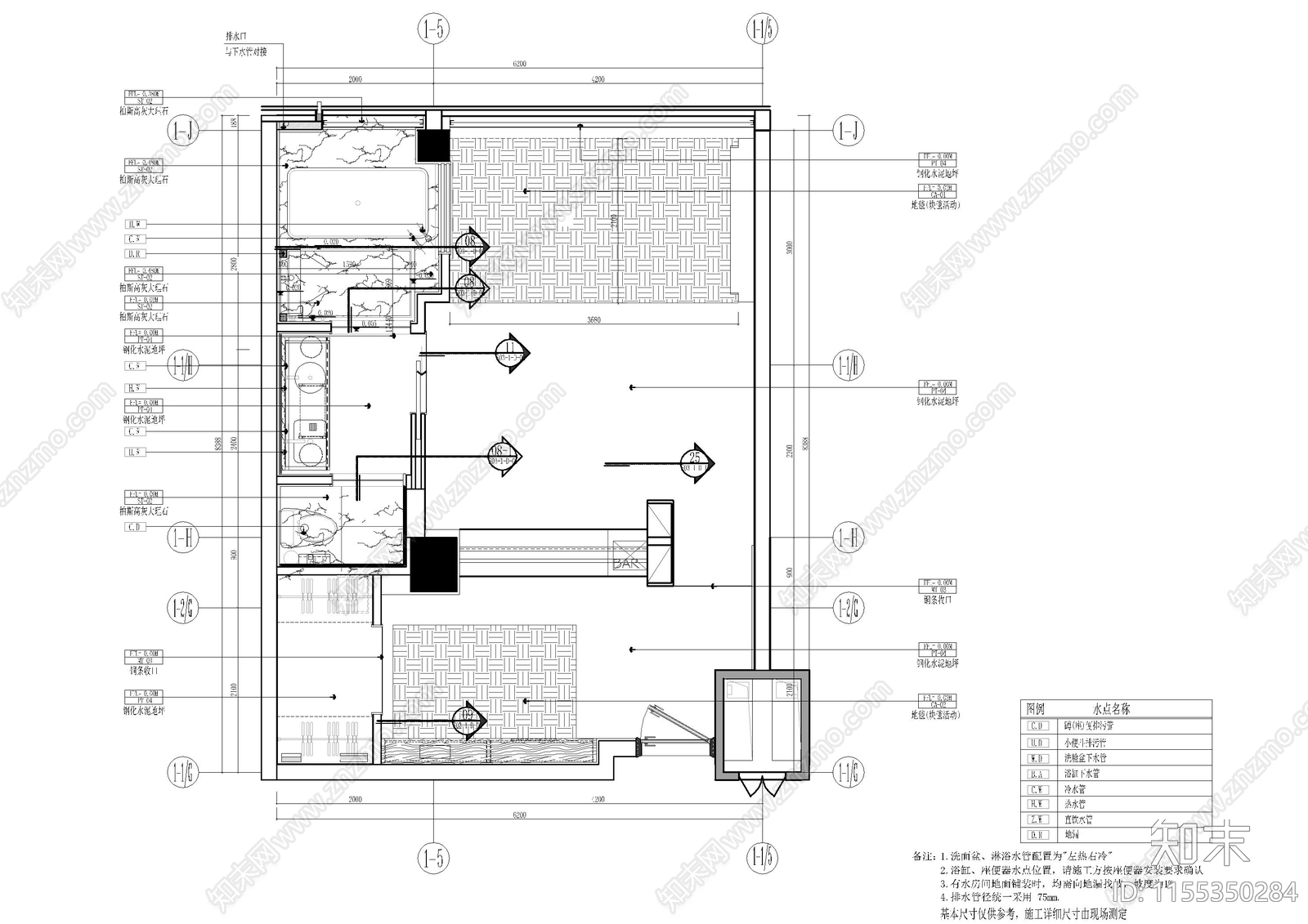 杭州民宿客房室内cad施工图下载【ID:1155350284】