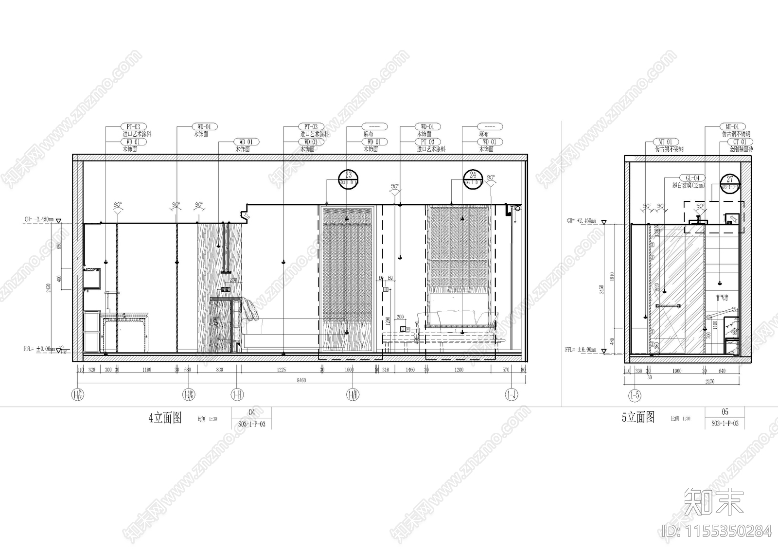 杭州民宿客房室内cad施工图下载【ID:1155350284】