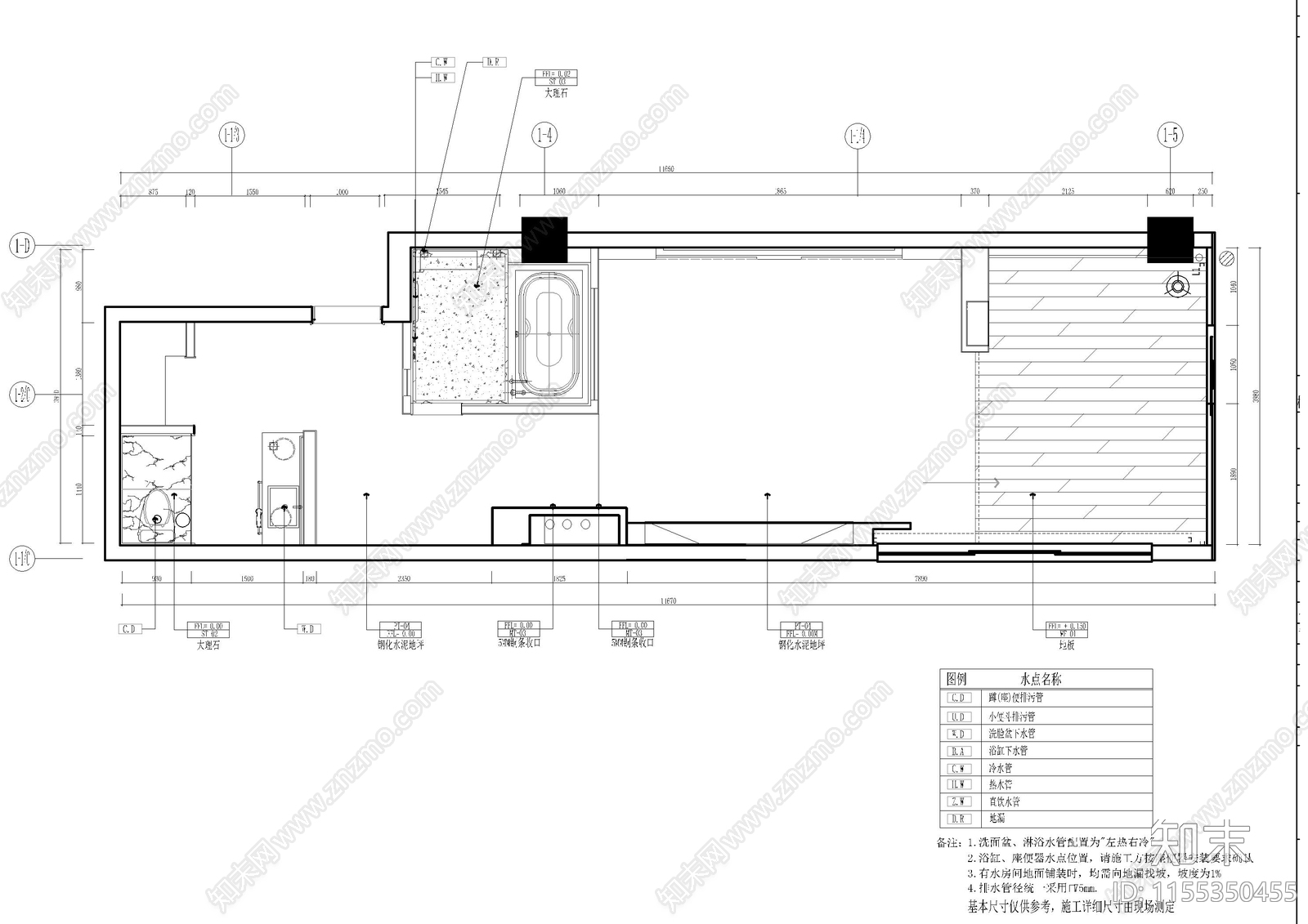 杭州民宿双床客房室内cad施工图下载【ID:1155350455】