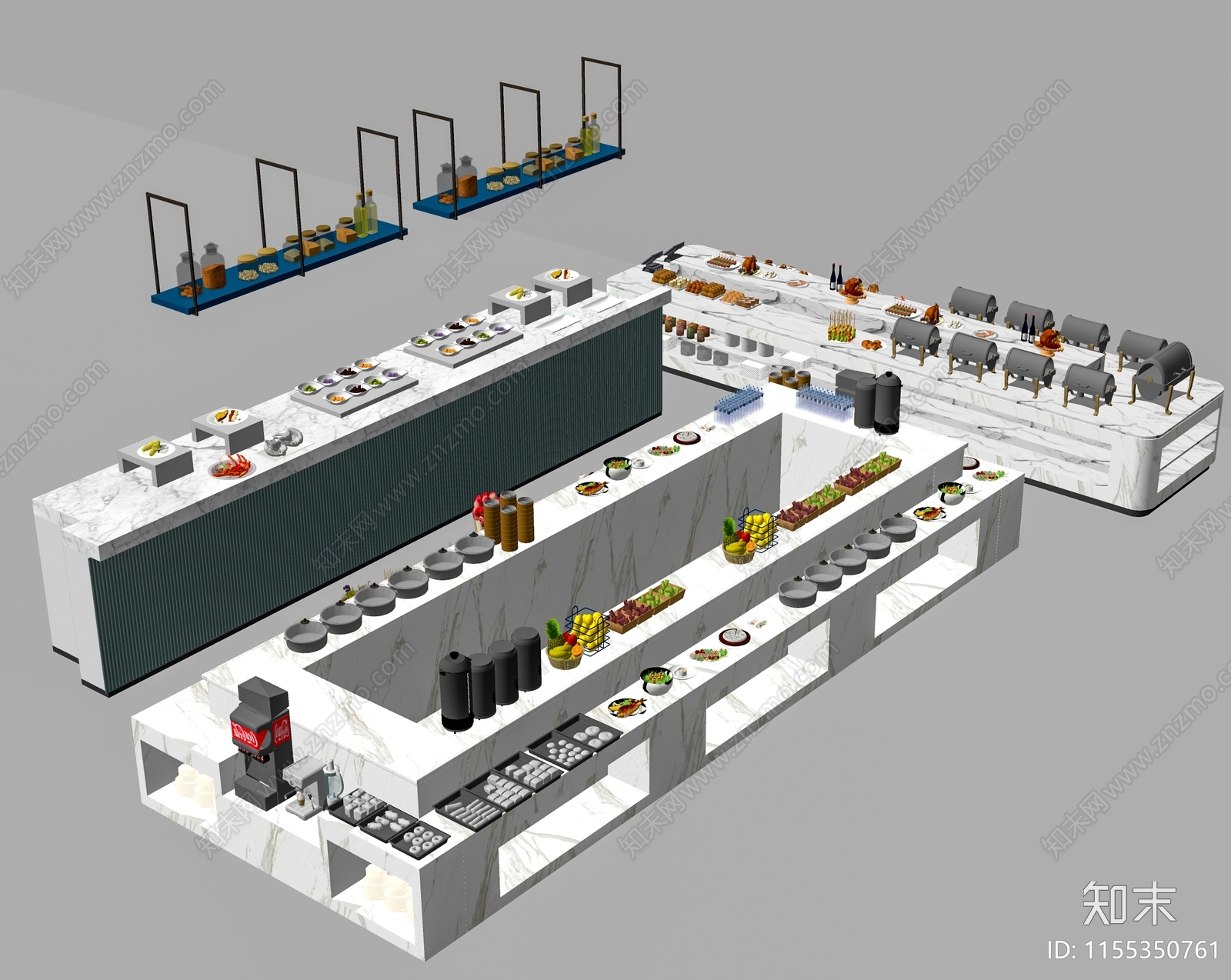 现代自助餐台SU模型下载【ID:1155350761】