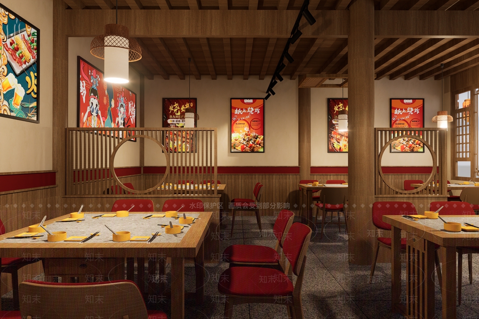 丽江古城新中式烤肉店SU模型下载【ID:1155649324】