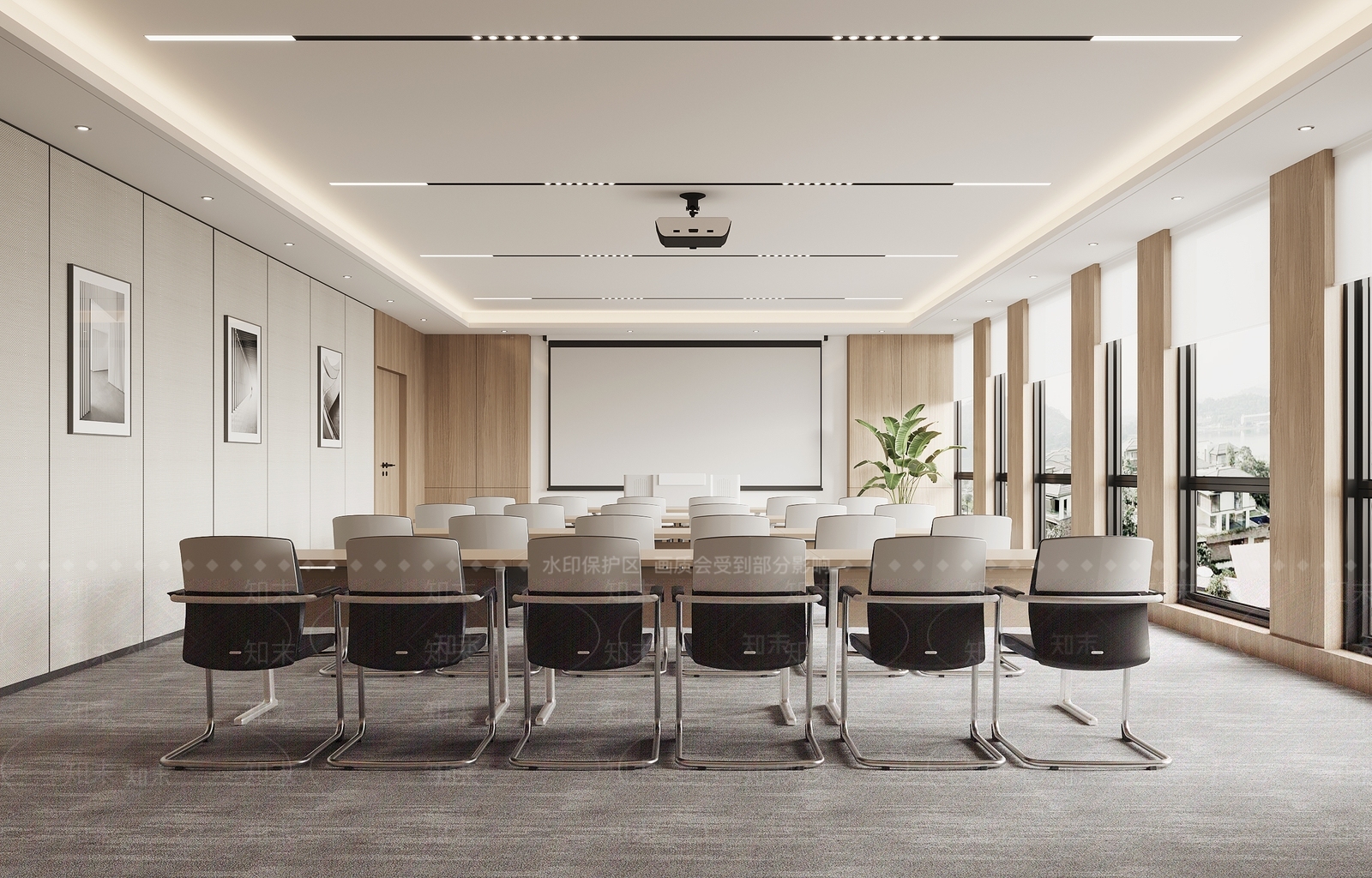 现代多功能会议室3D模型下载【ID:1155352414】