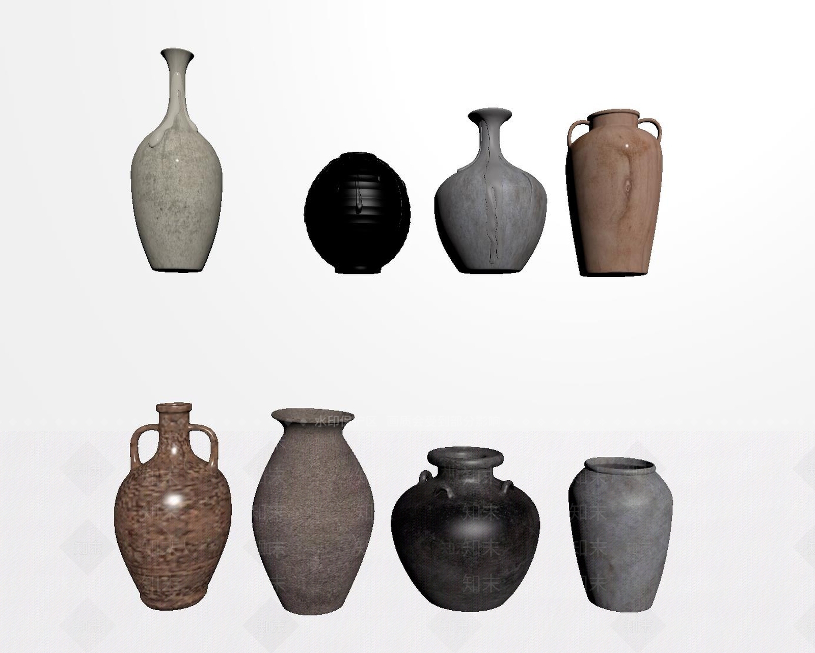 侘寂陶瓷器皿摆件SU模型下载【ID:1155355125】