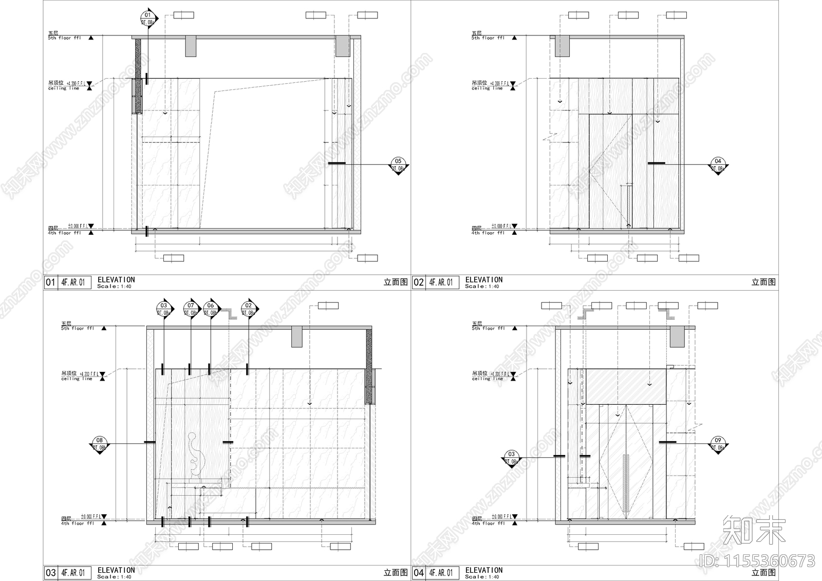 临沂奥正集团企业总部食堂室内cad施工图下载【ID:1155360673】