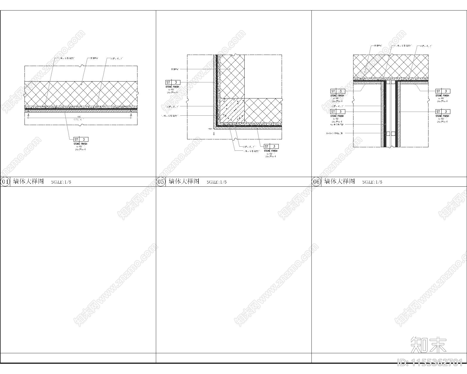 杭州酒店客房墙面节点cad施工图下载【ID:1155362701】