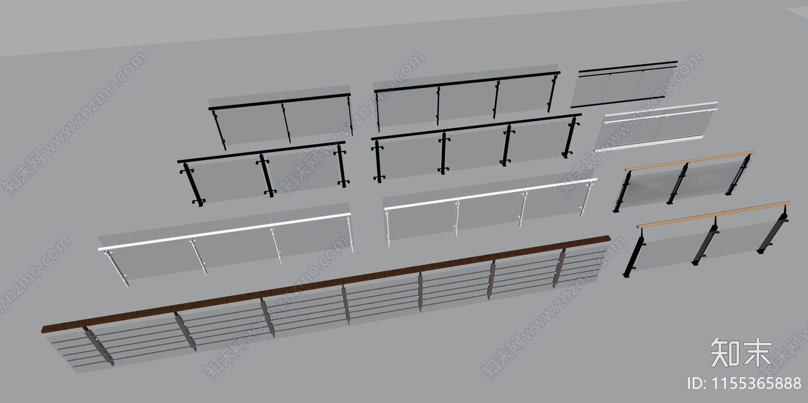 现代玻璃栏杆SU模型下载【ID:1155365888】