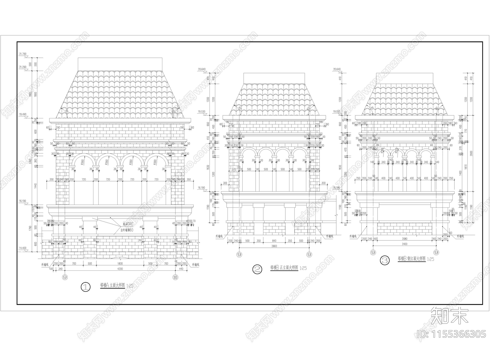 五层砖混小学教学楼建筑cad施工图下载【ID:1155366305】