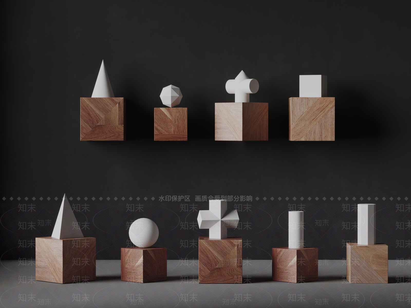 Raven现代石膏体雕塑SU模型下载【ID:1155367620】