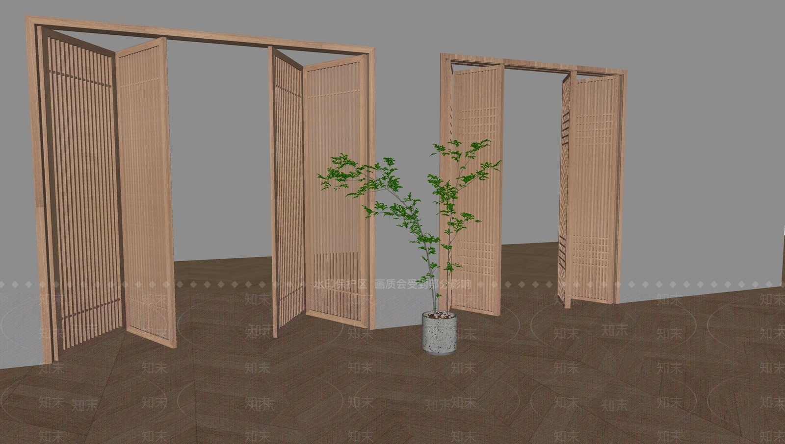 日式折叠门SU模型下载【ID:1155370000】