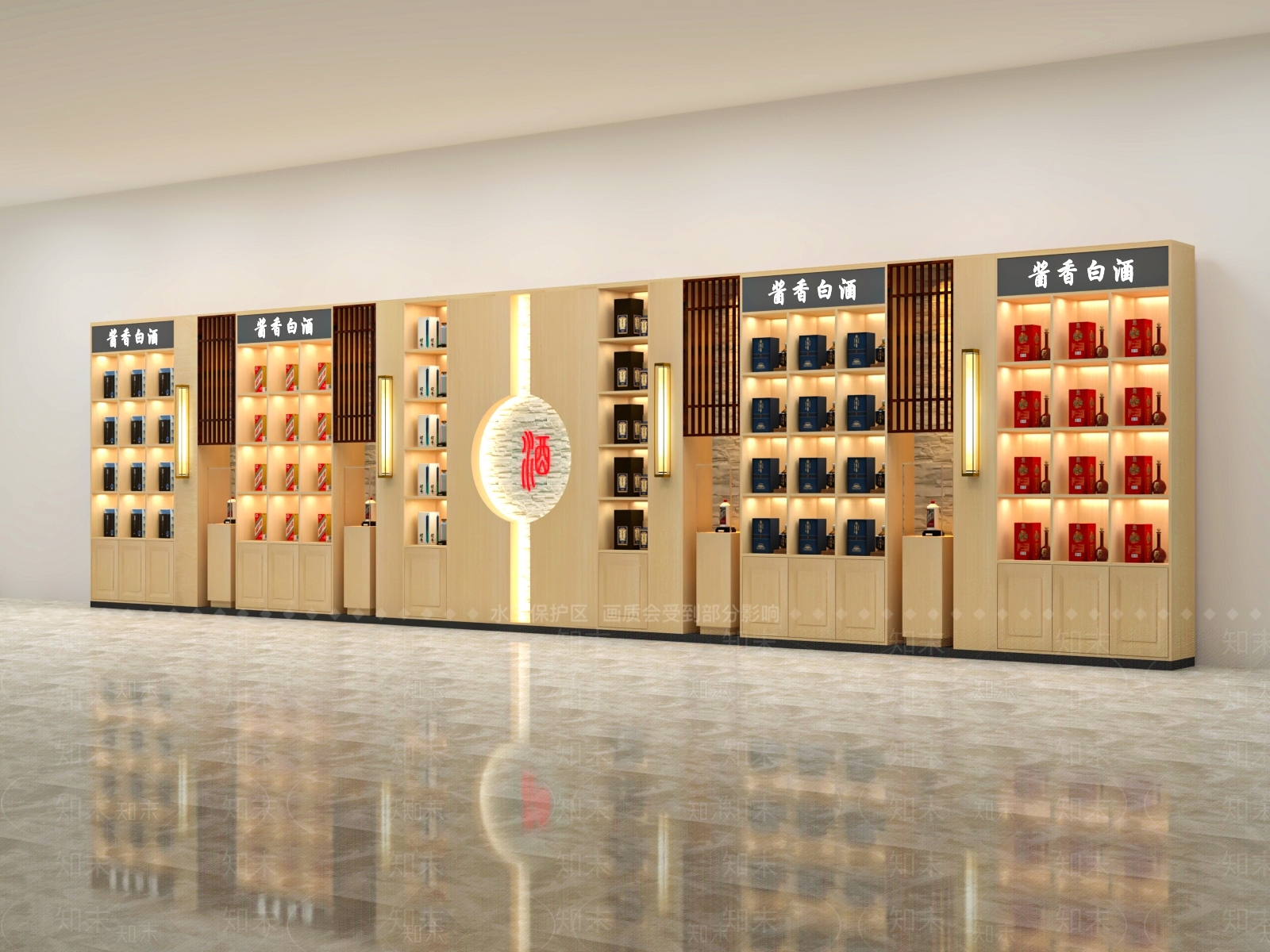 现代超市酒柜货架SU模型下载【ID:1155551954】