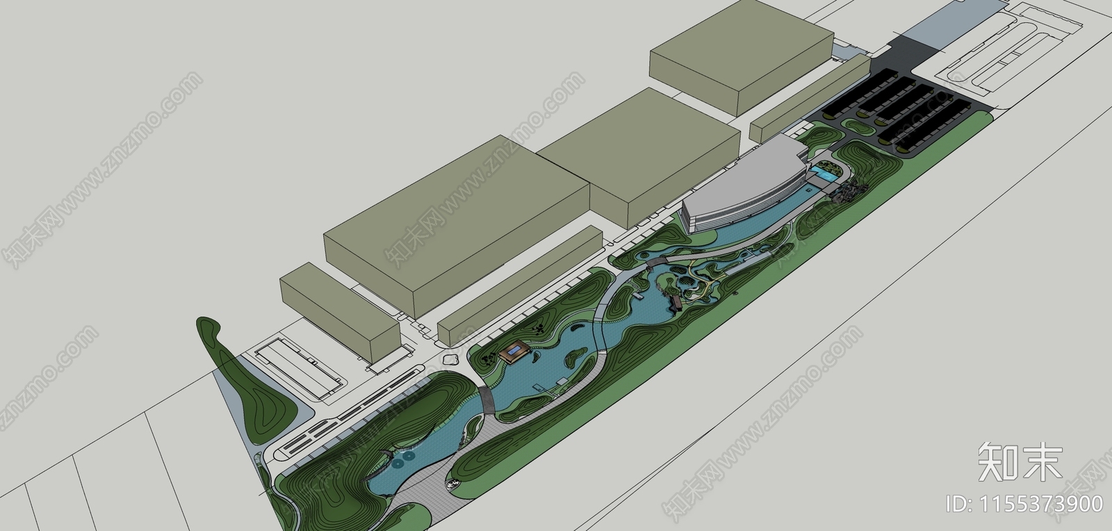 现代厂区办公景观SU模型下载【ID:1155373900】