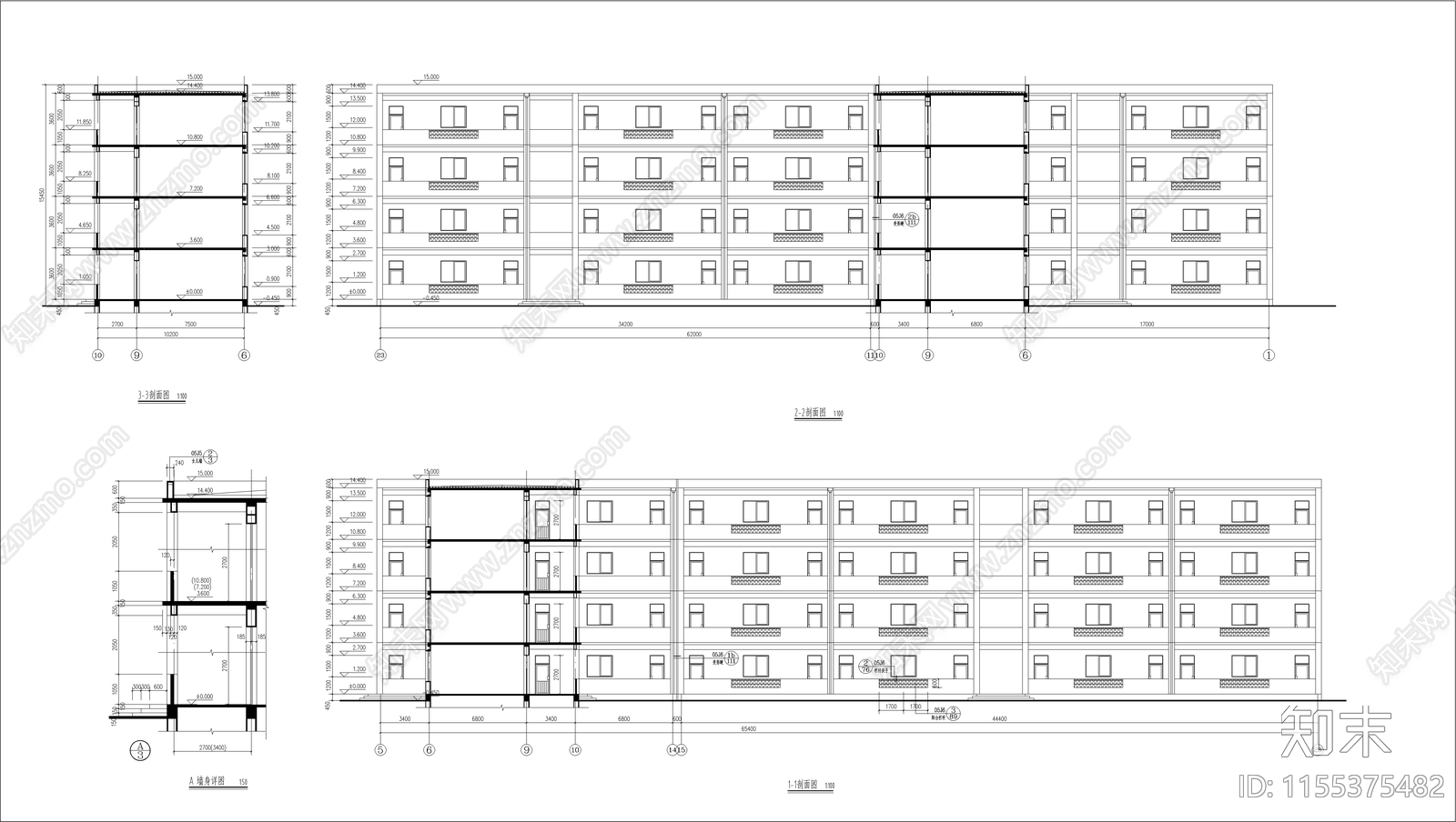 县高中教学楼建筑cad施工图下载【ID:1155375482】