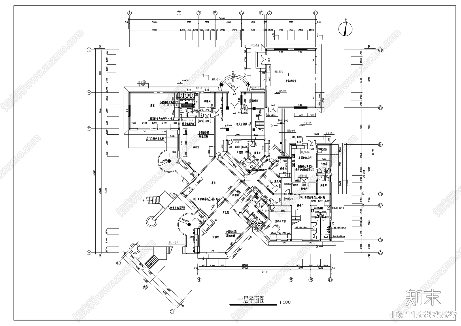 小区幼儿园建筑施工图下载【ID:1155375527】