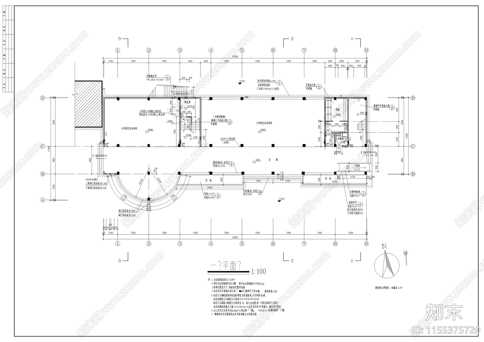 小学多功能教学楼建筑cad施工图下载【ID:1155375720】
