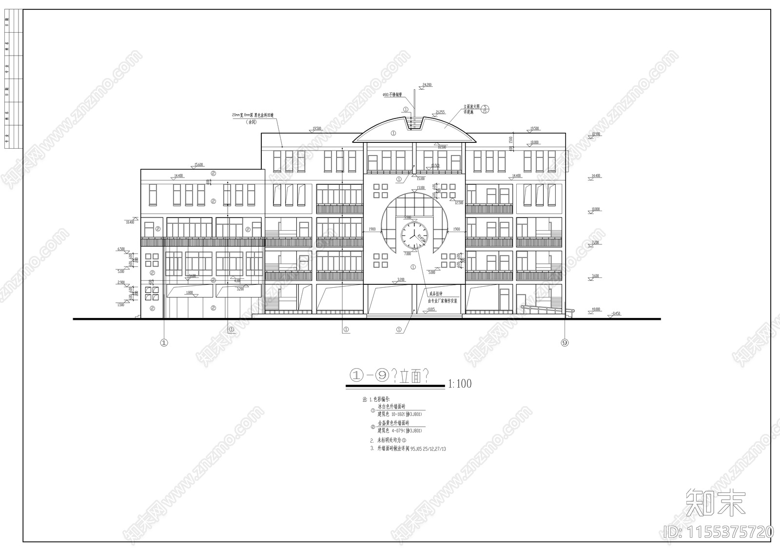小学多功能教学楼建筑cad施工图下载【ID:1155375720】