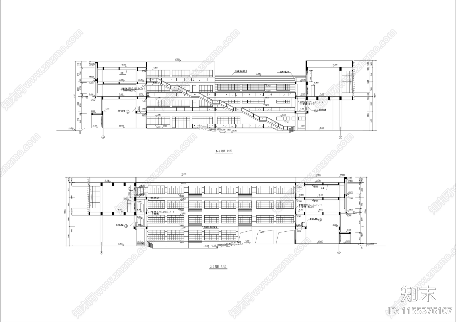 学校建筑cad施工图下载【ID:1155376107】