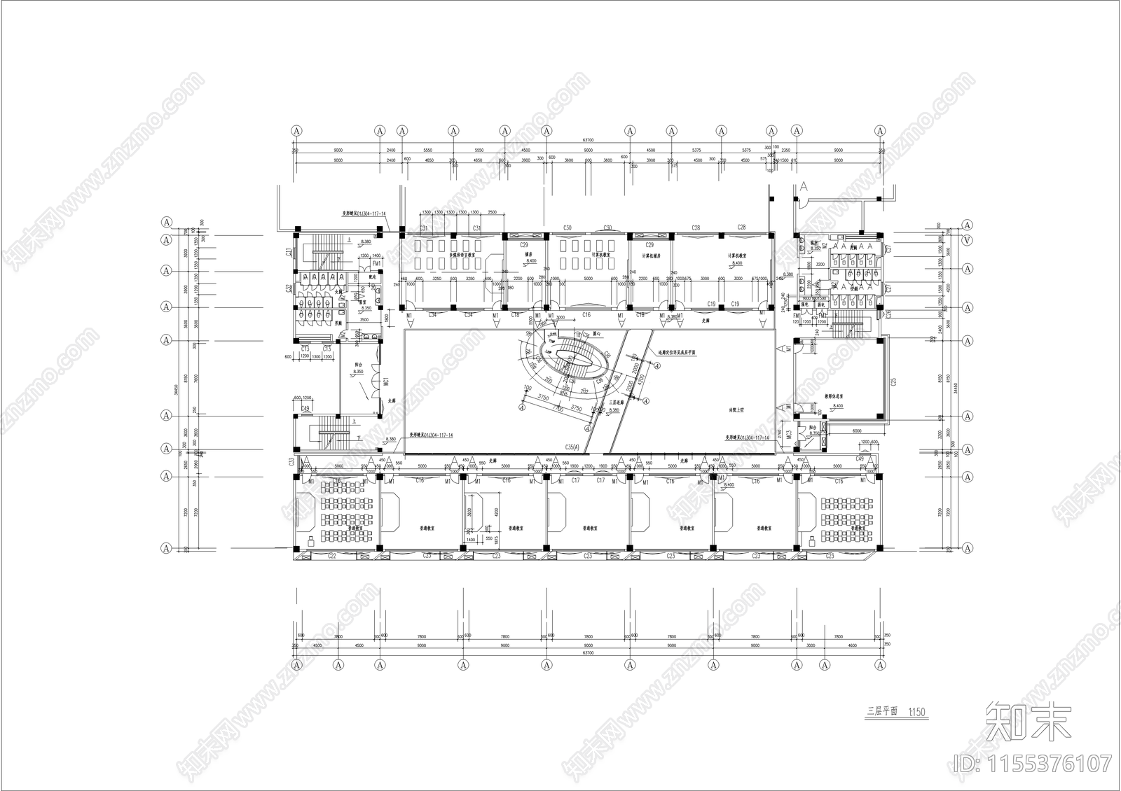 学校建筑cad施工图下载【ID:1155376107】