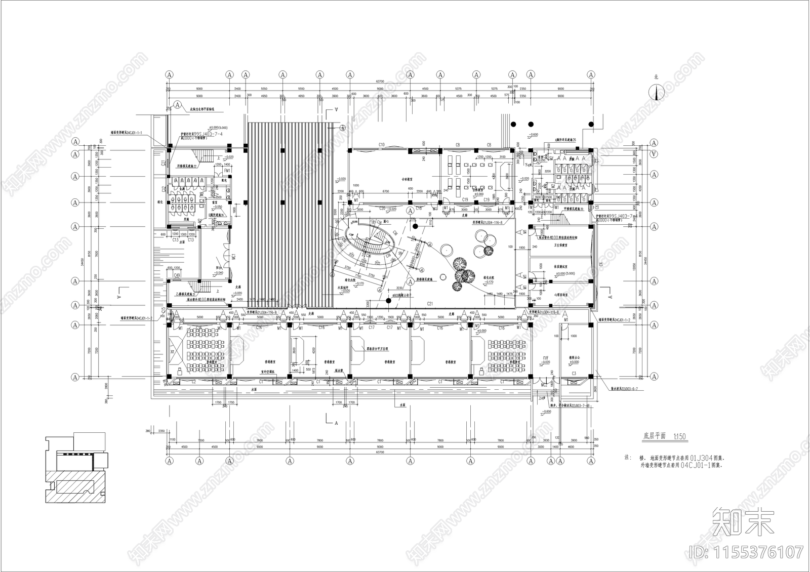 学校建筑cad施工图下载【ID:1155376107】
