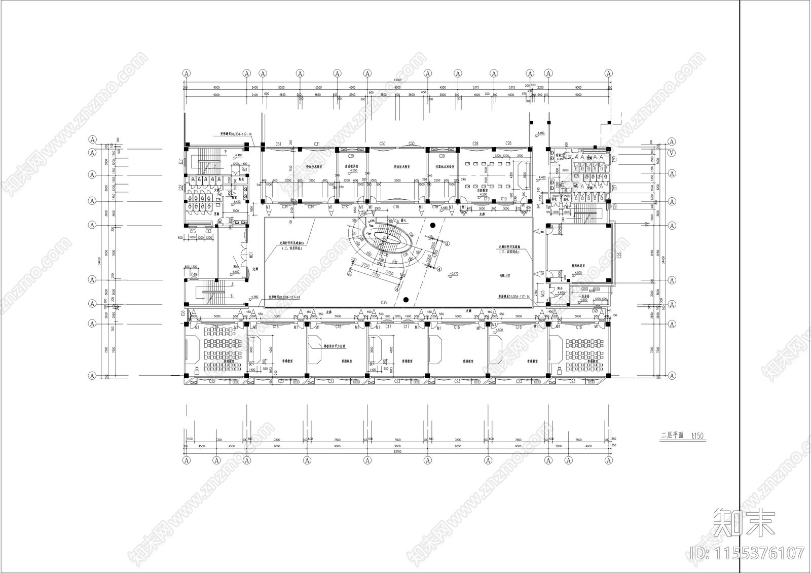 学校建筑cad施工图下载【ID:1155376107】