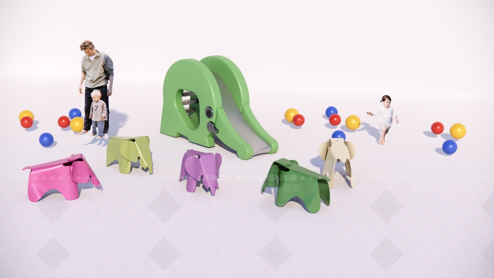 大象儿童娱乐设施SU模型下载【ID:1155379494】