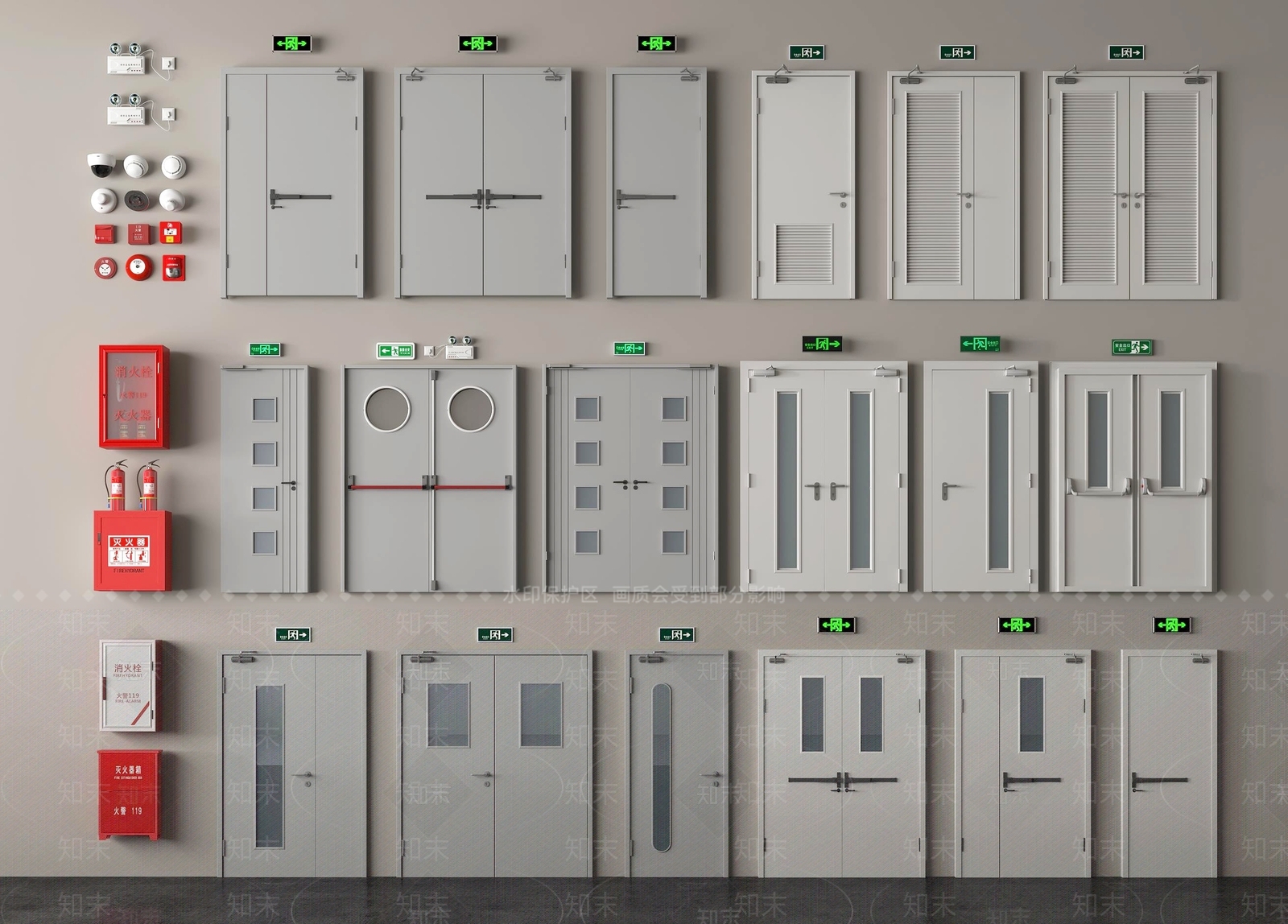 现代消防门3D模型下载【ID:1155381399】