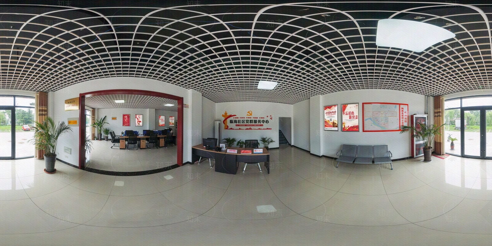 HDR室内党建大厅展览全景贴图下载【ID:1155384171】