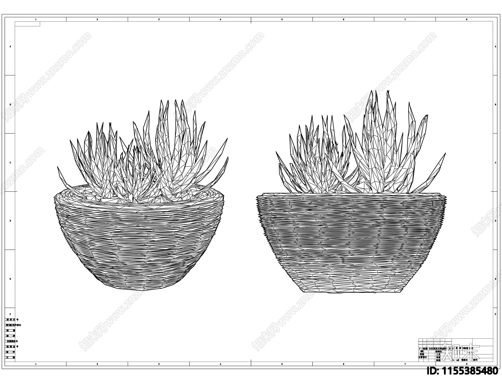 植物盆栽cad施工图下载【ID:1155385480】