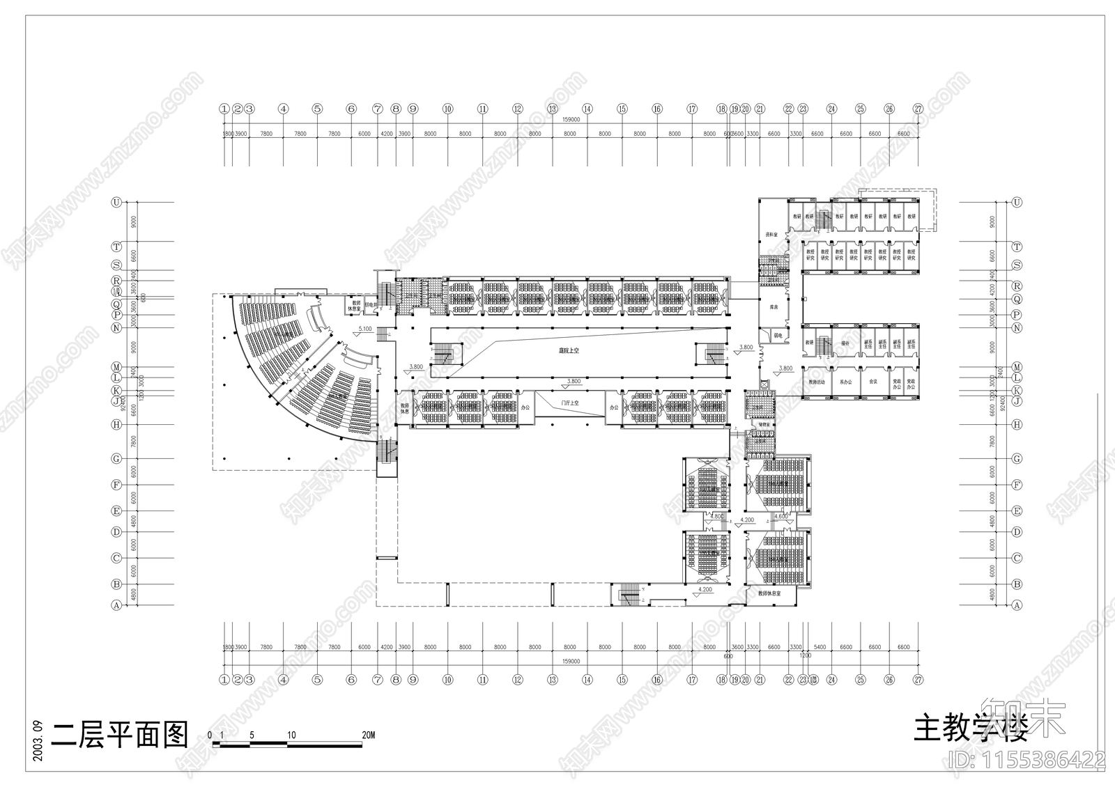 学校教学楼建筑cad施工图下载【ID:1155386422】