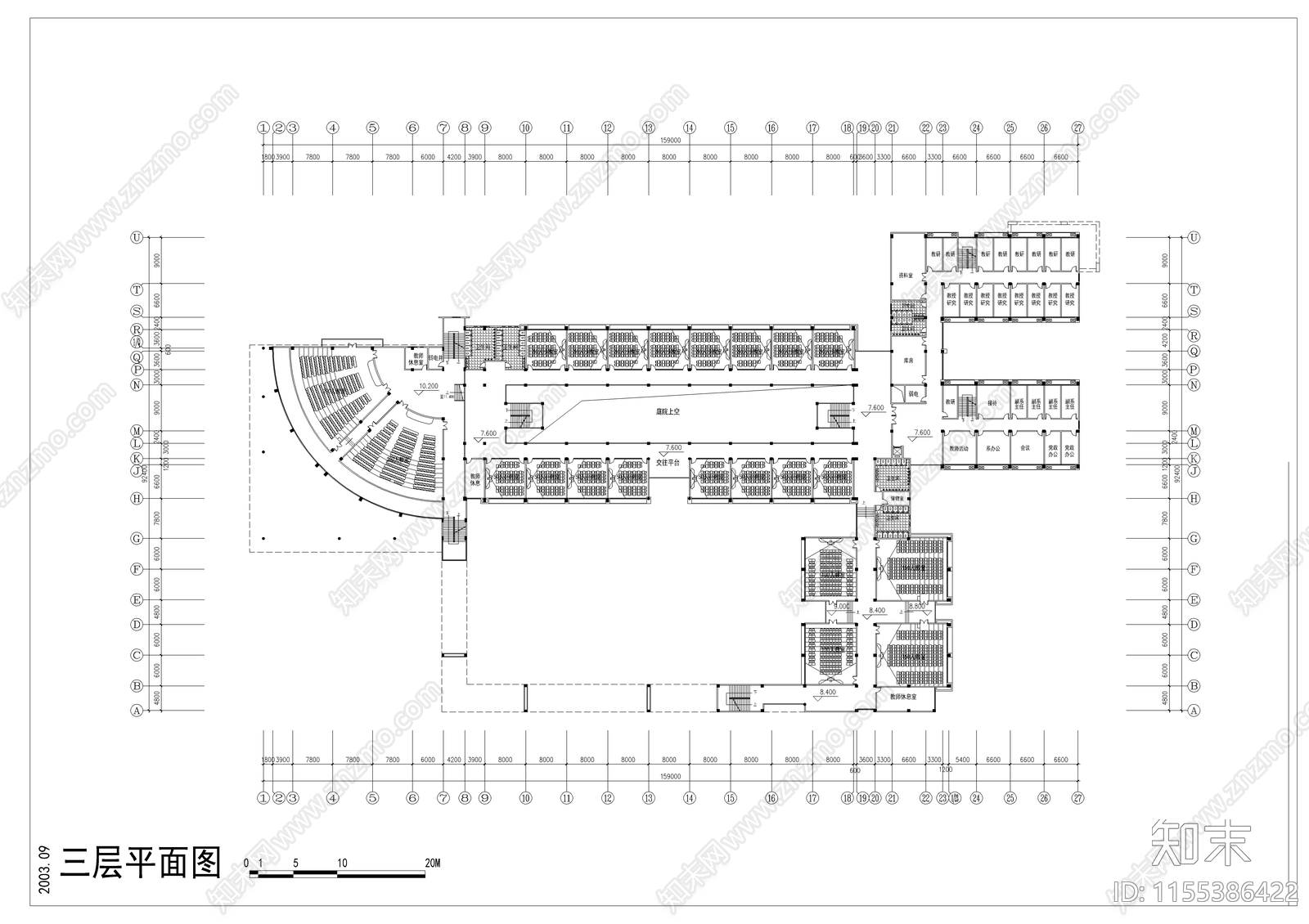 学校教学楼建筑cad施工图下载【ID:1155386422】