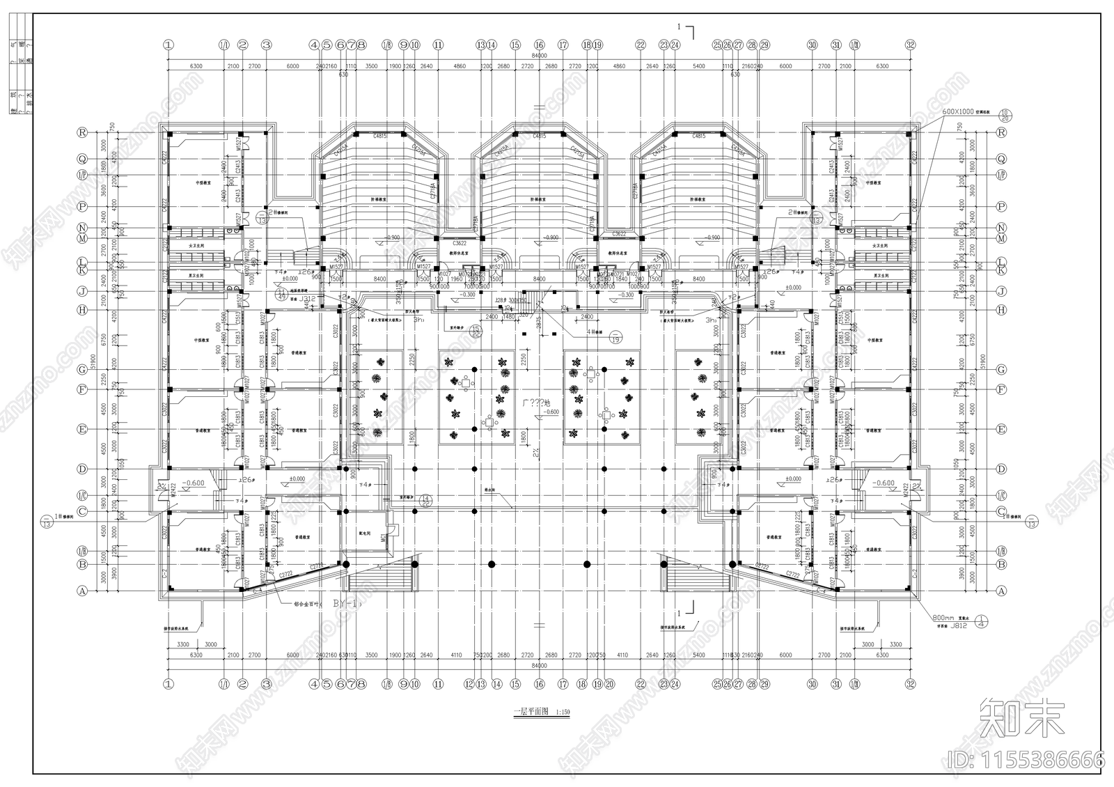 学校教学楼报告厅建筑cad施工图下载【ID:1155386666】