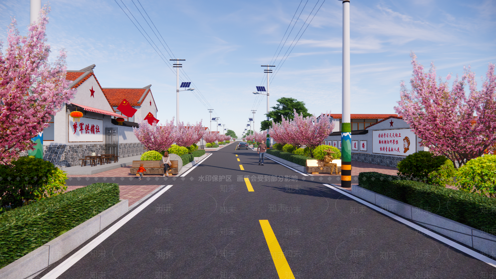 现代和美乡村红色文化主题街道SU模型下载【ID:1155386777】