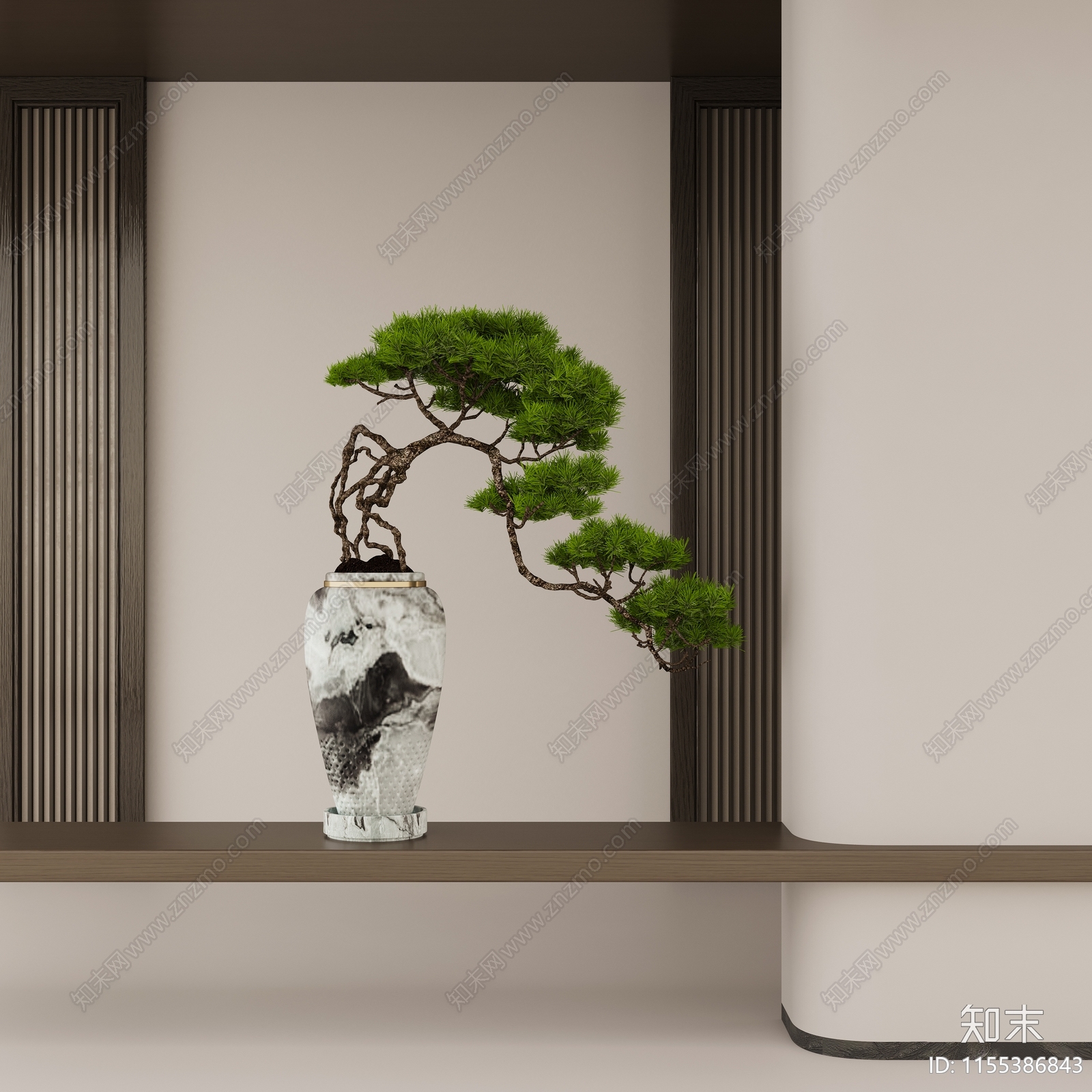 中式盆景3D模型下载【ID:1155386843】