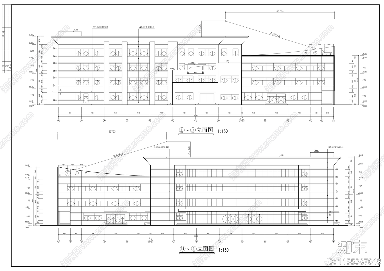 学校食堂建筑cad施工图下载【ID:1155387048】