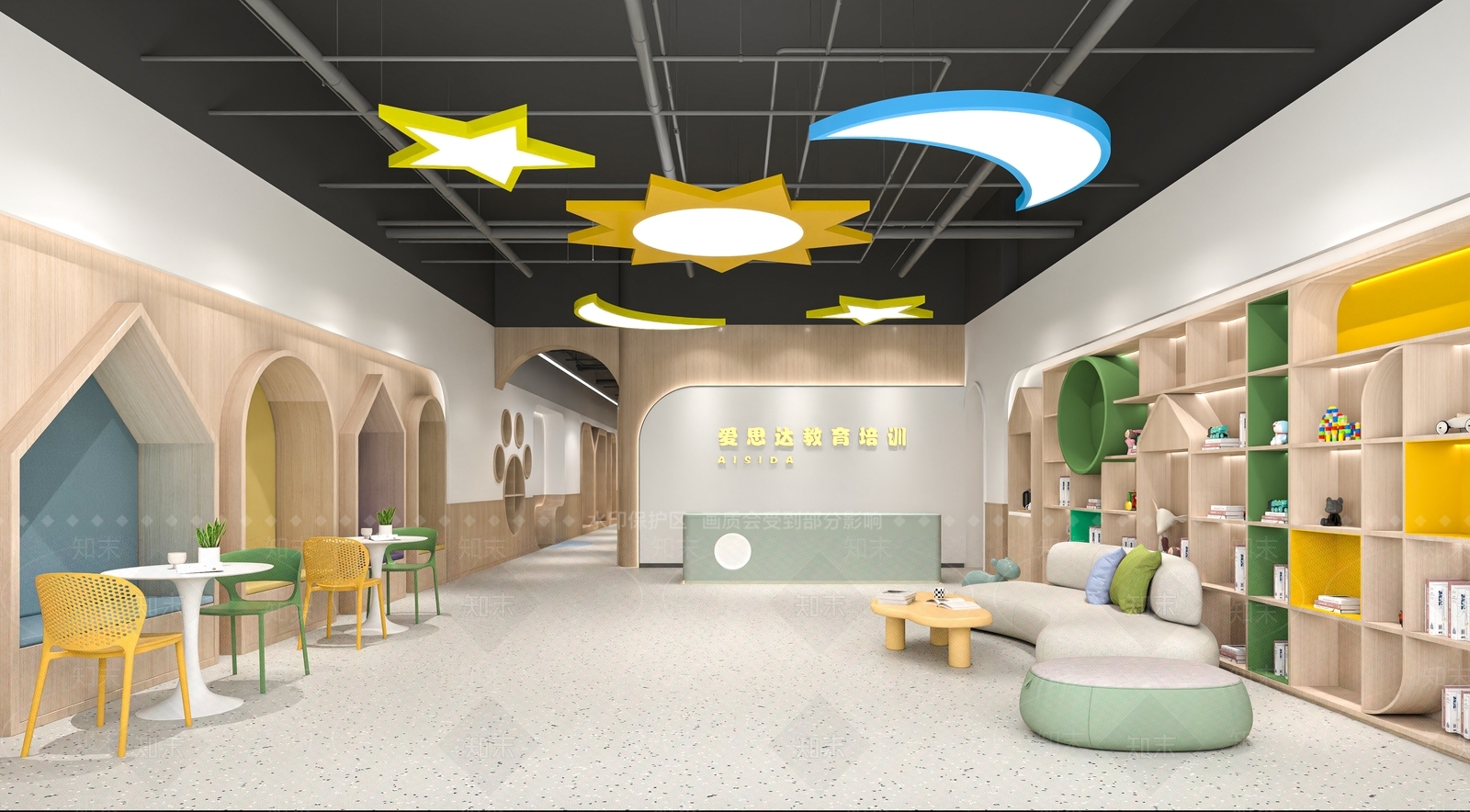 现代培训机构大厅3D模型下载【ID:1155387802】
