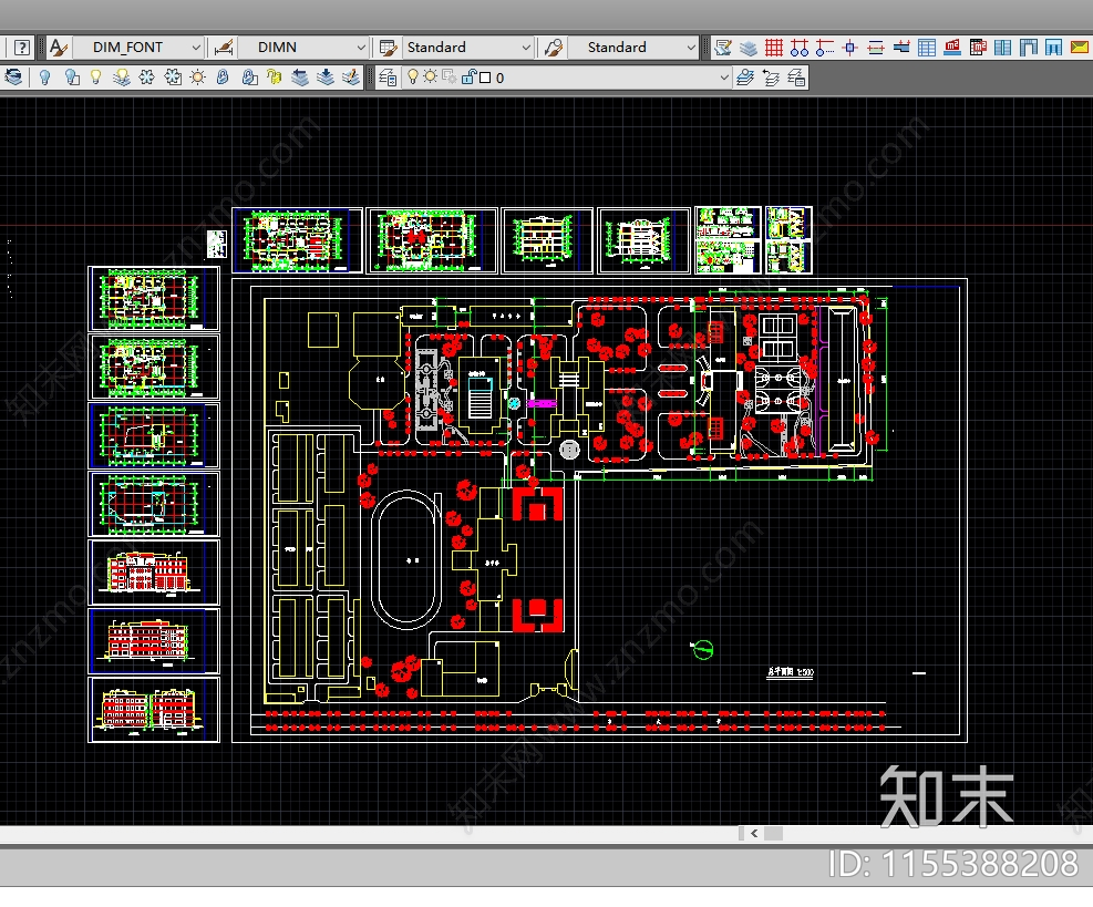 学校图书馆建筑cad施工图下载【ID:1155388208】