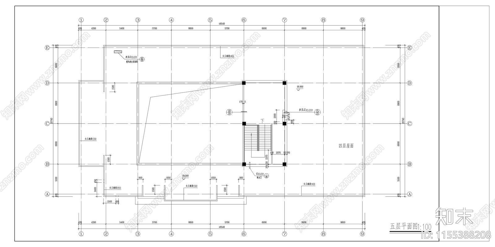 学校图书馆建筑cad施工图下载【ID:1155388208】