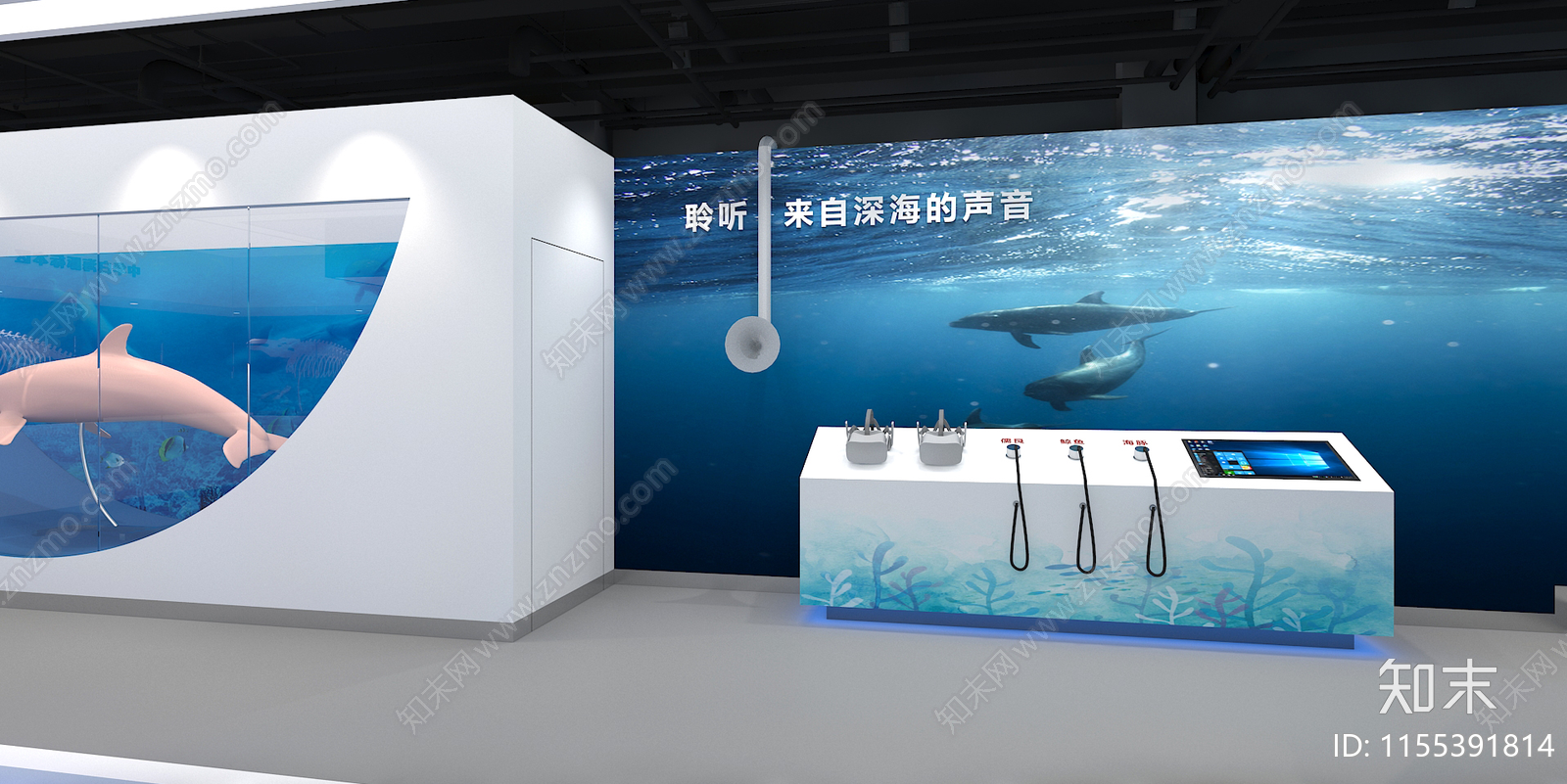 海洋生物多样性科普展厅室内cad施工图下载【ID:1155391814】